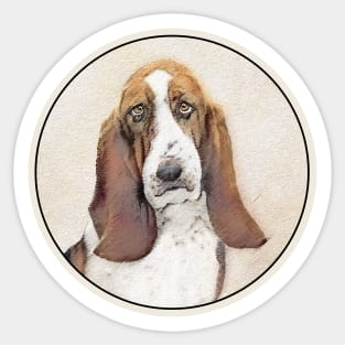 Basset Hound Painting - Cute Original Dog Art Sticker